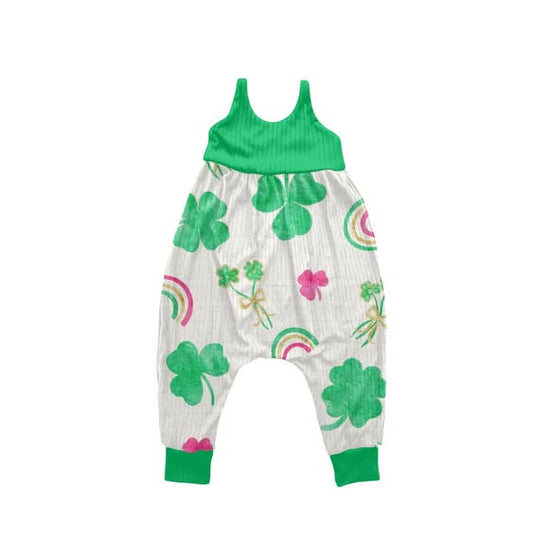 preorder SR3576 St Patrick Clover Green Girls Romper