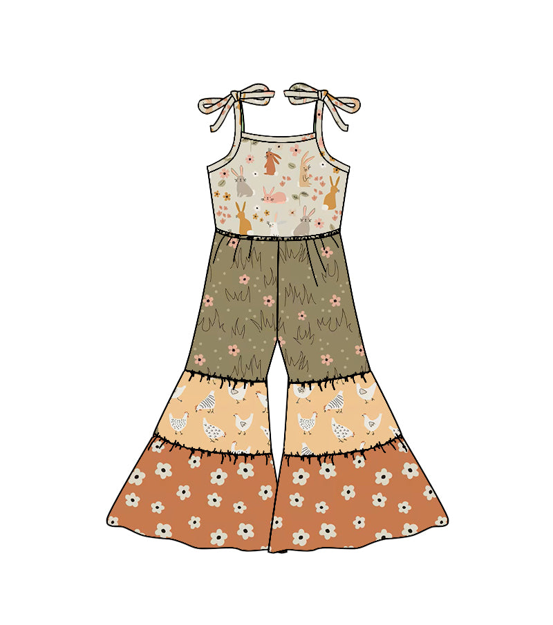 preorder SR3583 Rabbit Flowers Girls Jumpsuits