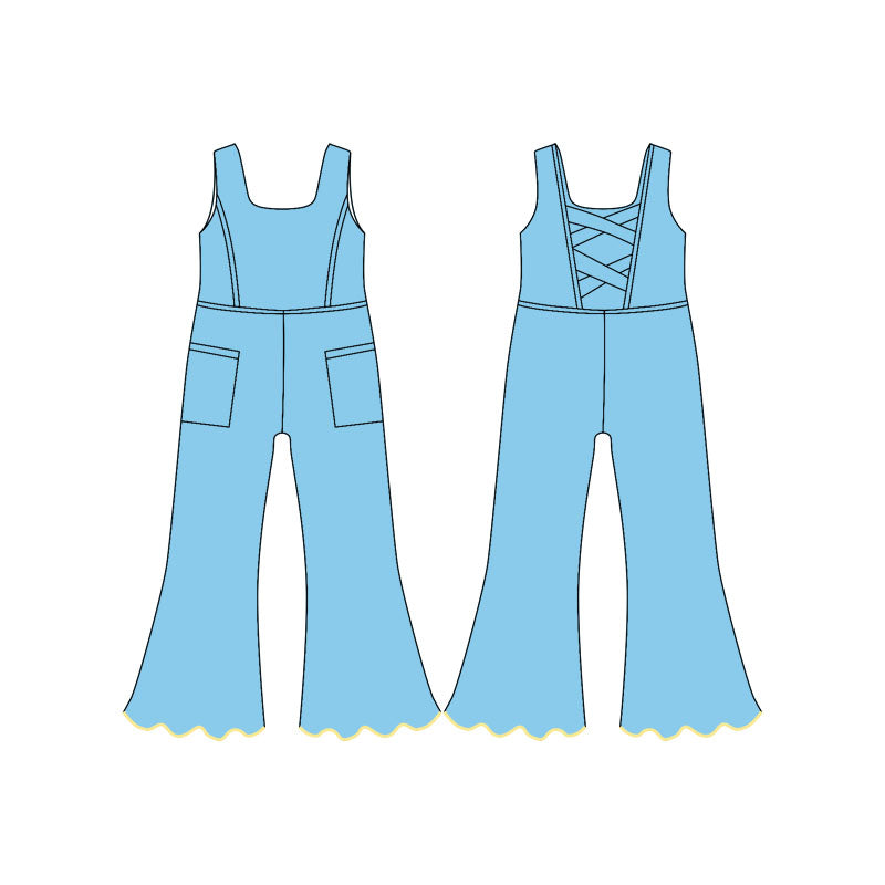 preorder SR3602 Yoga Blue Girls Jumpsuits