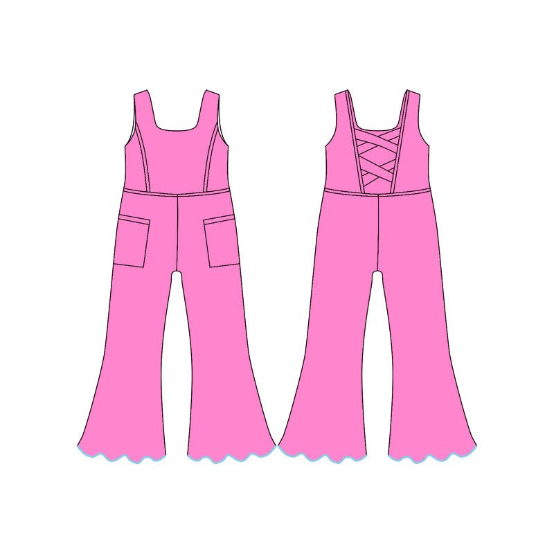 preorder SR3603 Yoga Hot Pink Girls Jumpsuits