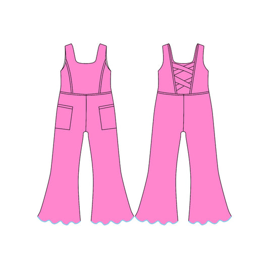 preorder SR3603 Yoga Hot Pink Girls Jumpsuits
