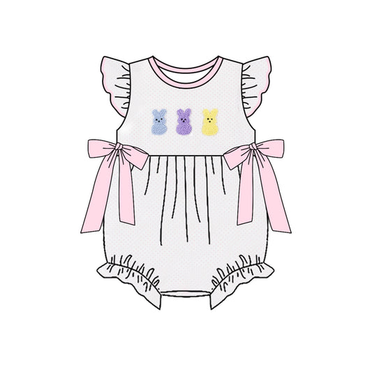 preorder SR3622 Easter Bunny Rabbit Pink Sleeveless Girls Romper