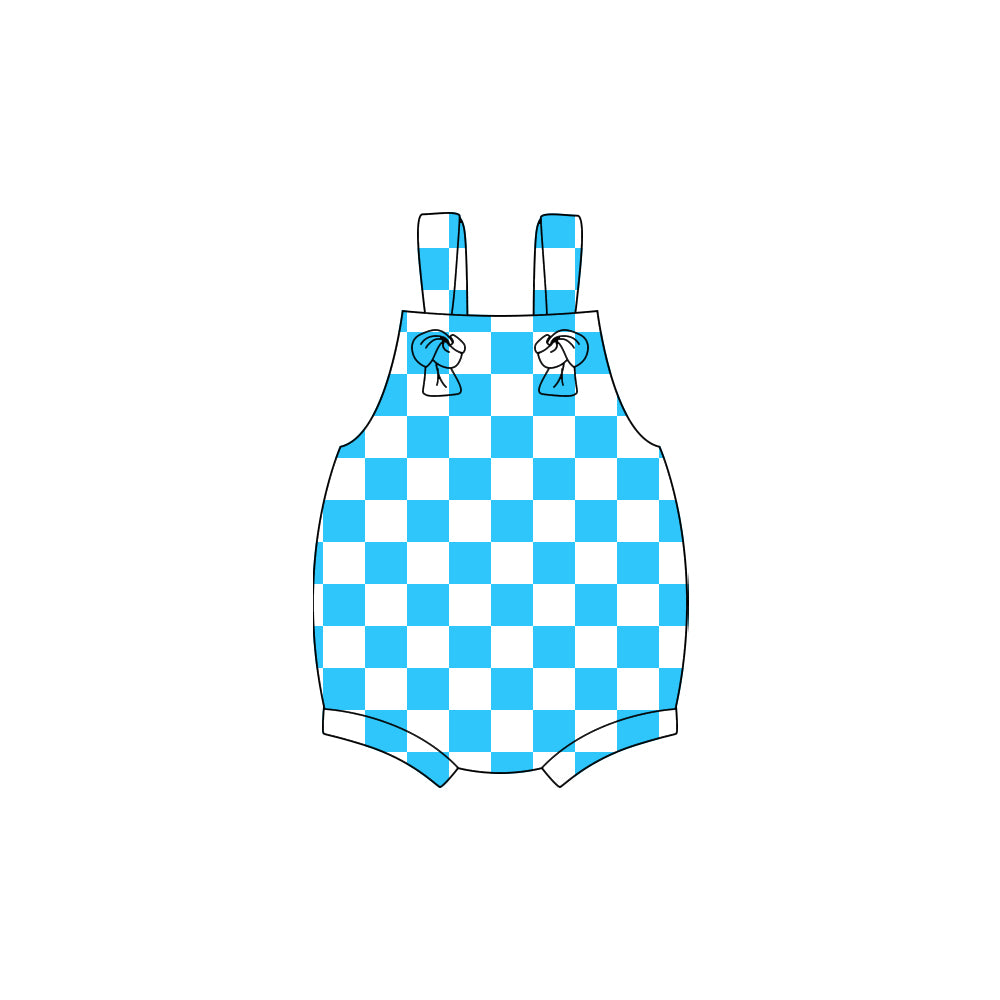 preorder SR3639 Blue Checkered Sleeveless Boys Romper