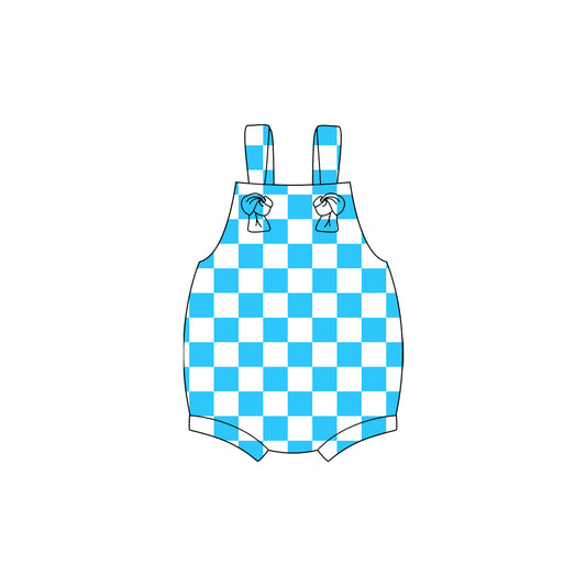 preorder SR3639 Blue Checkered Sleeveless Boys Romper