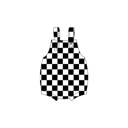 preorder SR3640 Black Checkered Sleeveless Boys Romper