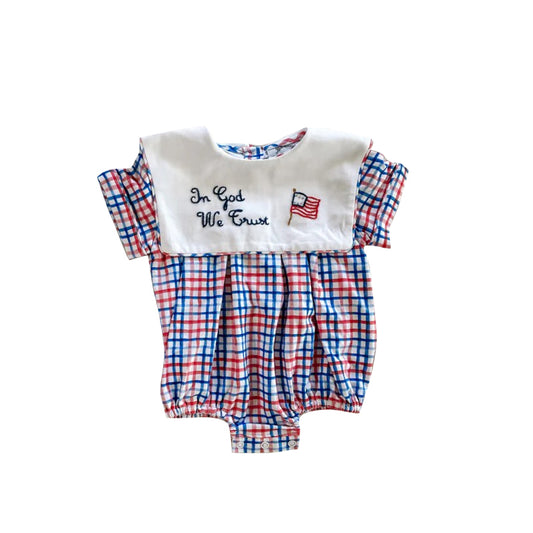 preorder SR3649 July 4th Flag Sleeveless Girls Romper