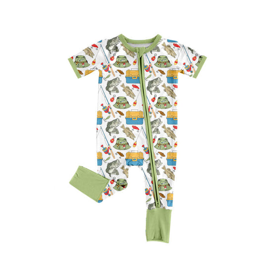 preorder SR3679 Fishing Short Sleeve Zipper Boys Romper