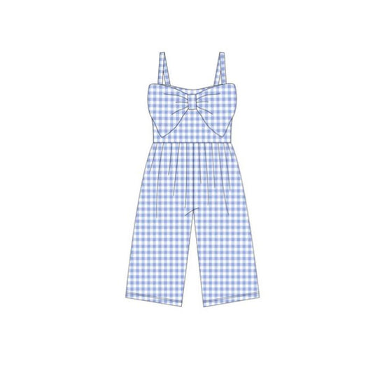 preorder SR3697 Blue Checkered Bow Girls Jumpsuits