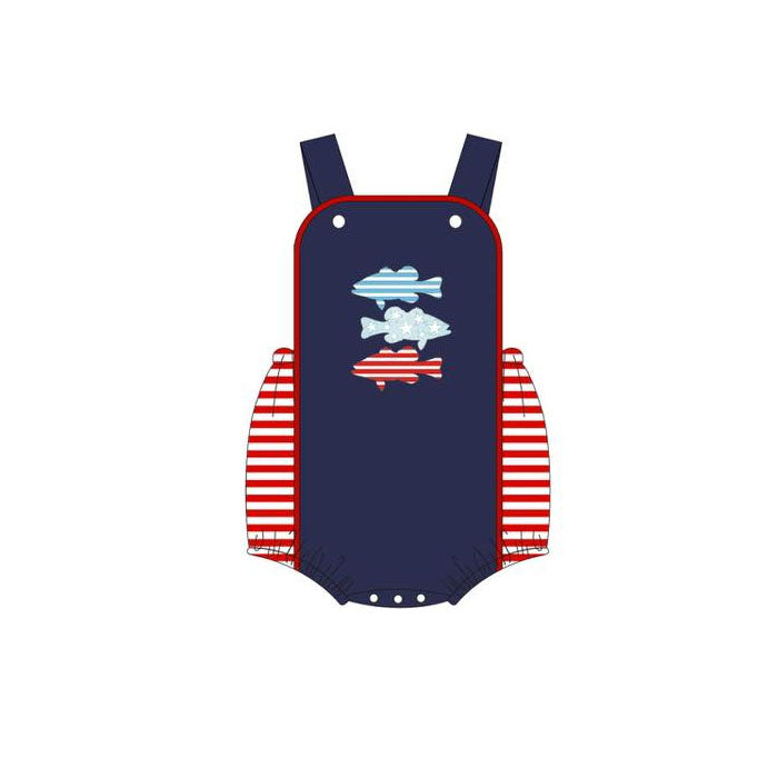 preorder SR3708 Fishing Navy Blue Boys Romper