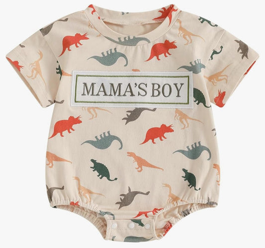 preorder SR3721 Mama's Boy Dinosaur Short Sleeve Boys Romper