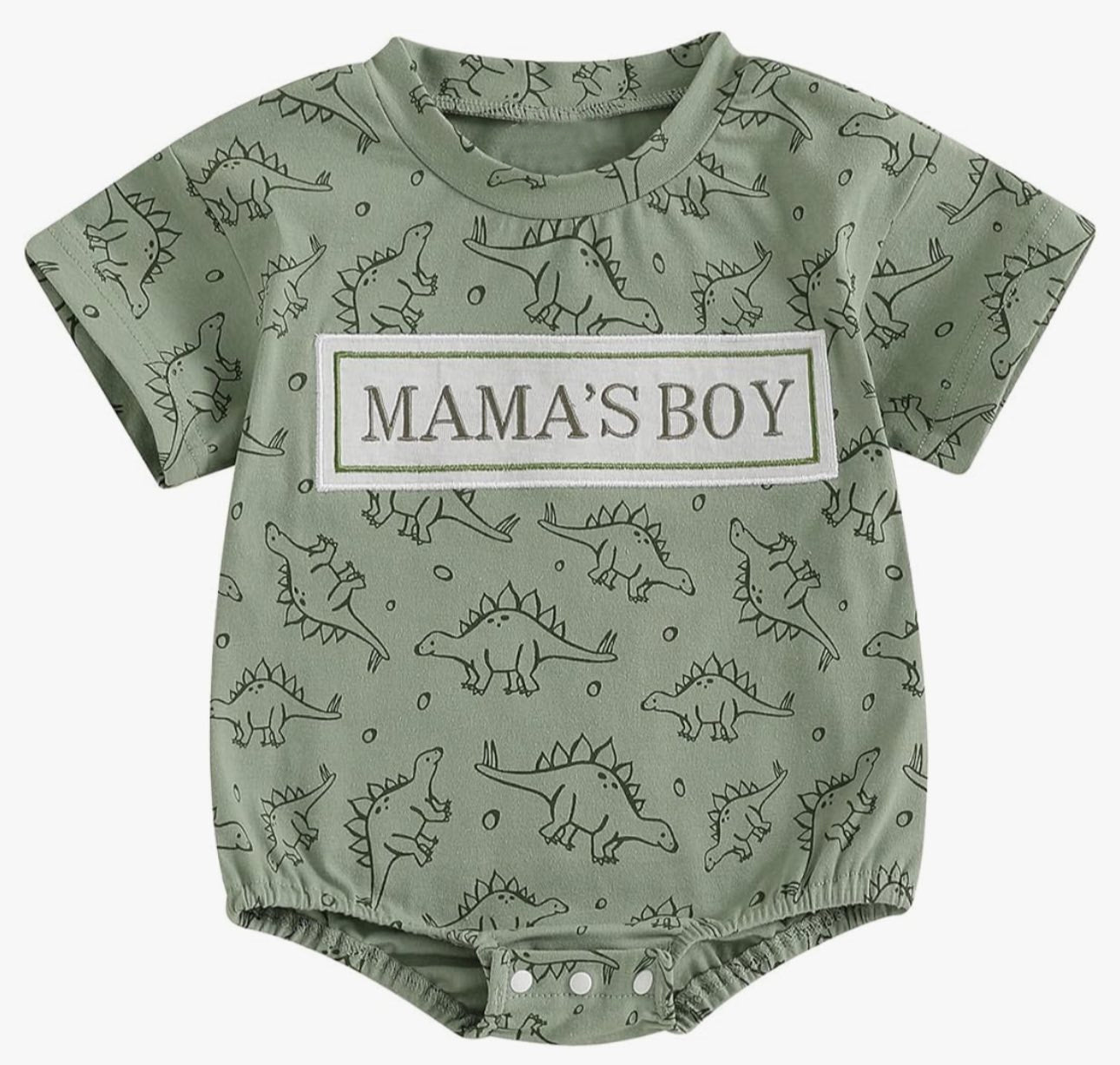 preorder SR3722 Mama's Boy Dinosaur Green Short Sleeve Boys Romper