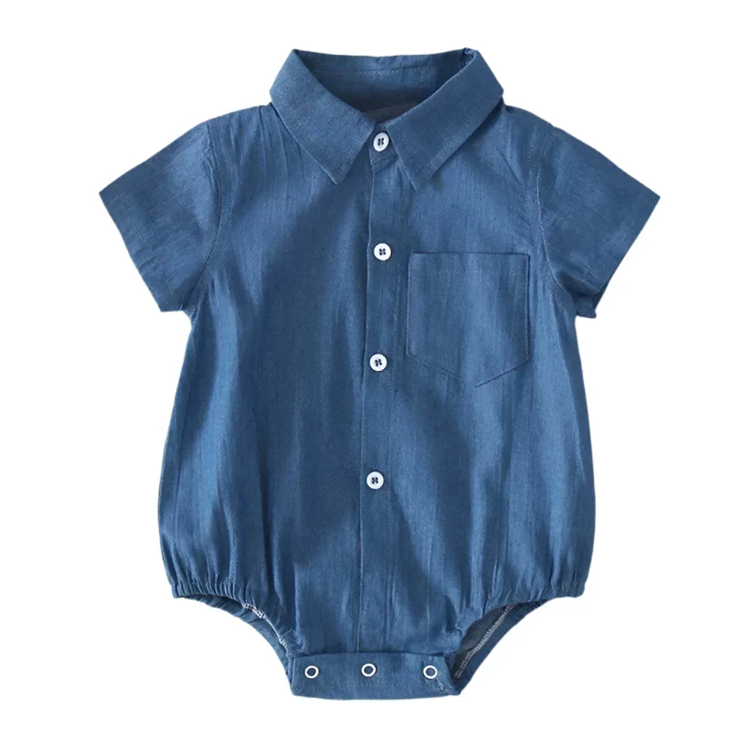 preorder SR3735 White Pocket Short  Sleeve Boys Romper