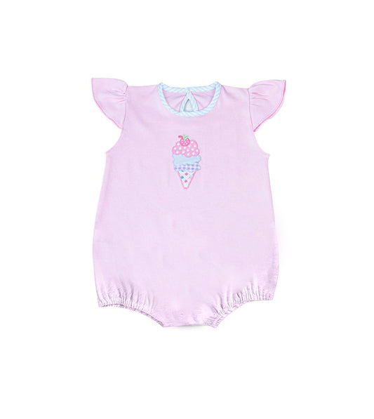 preorder SR3737 Ice Pink Flutter Sleeve Girls Romper