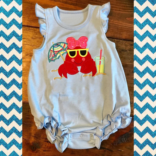 preorder SR3738 Crayfish Blue Flutter Sleeve Girls Romper