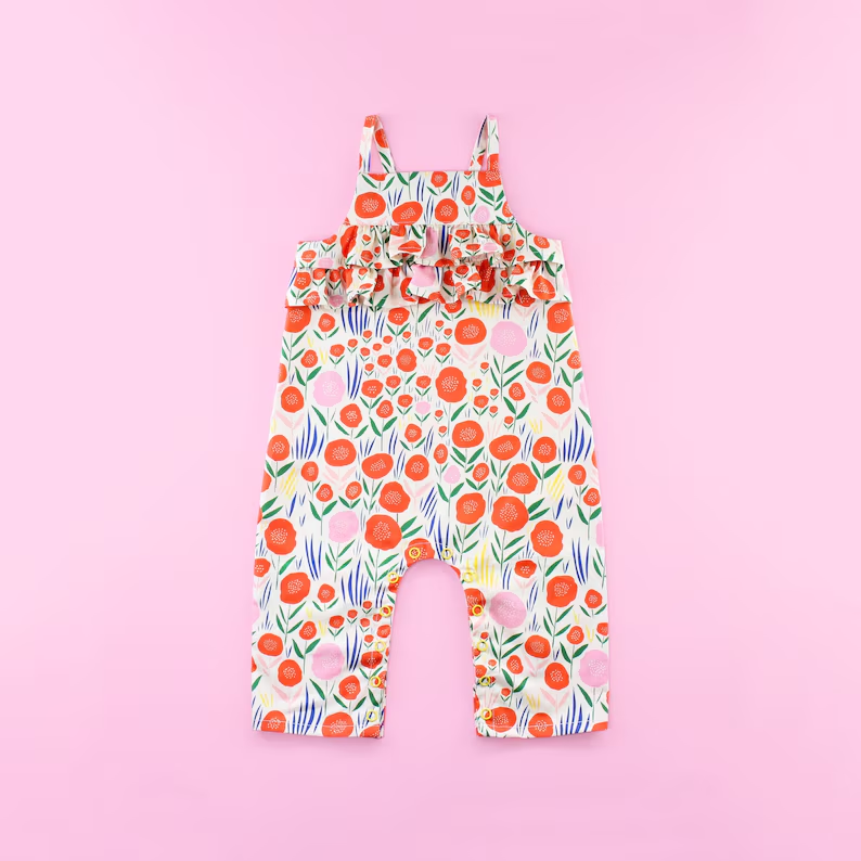 preorder SR3747 Pink Flowers Girls Romper