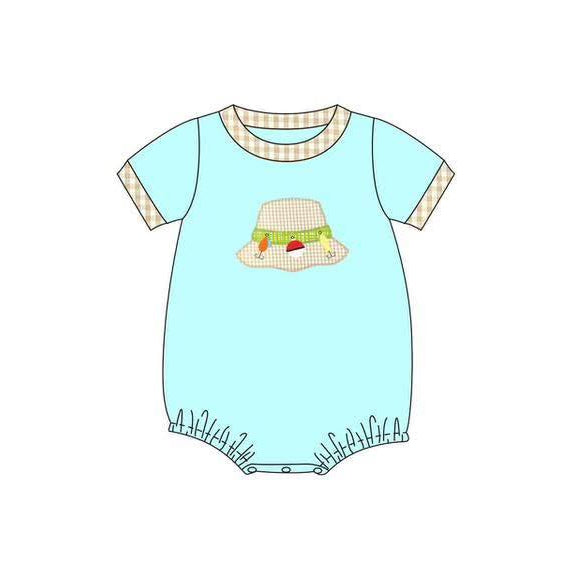 preorder SR3749 Fishing Blue Short Sleeve Boys Romper