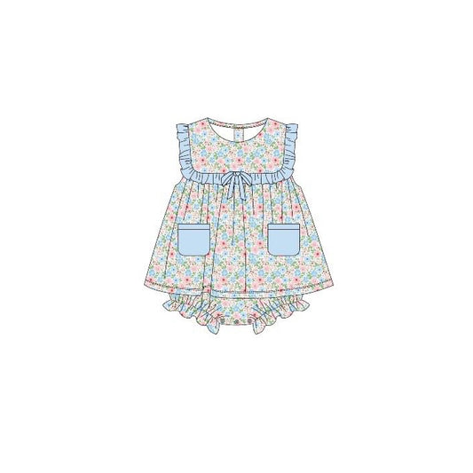 preorder SR3752 Colorful Flowers Floral Sleeveless Girls Romper