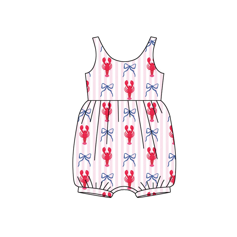 preorder SR3781 Crayfish Bows Pink Girls Romper