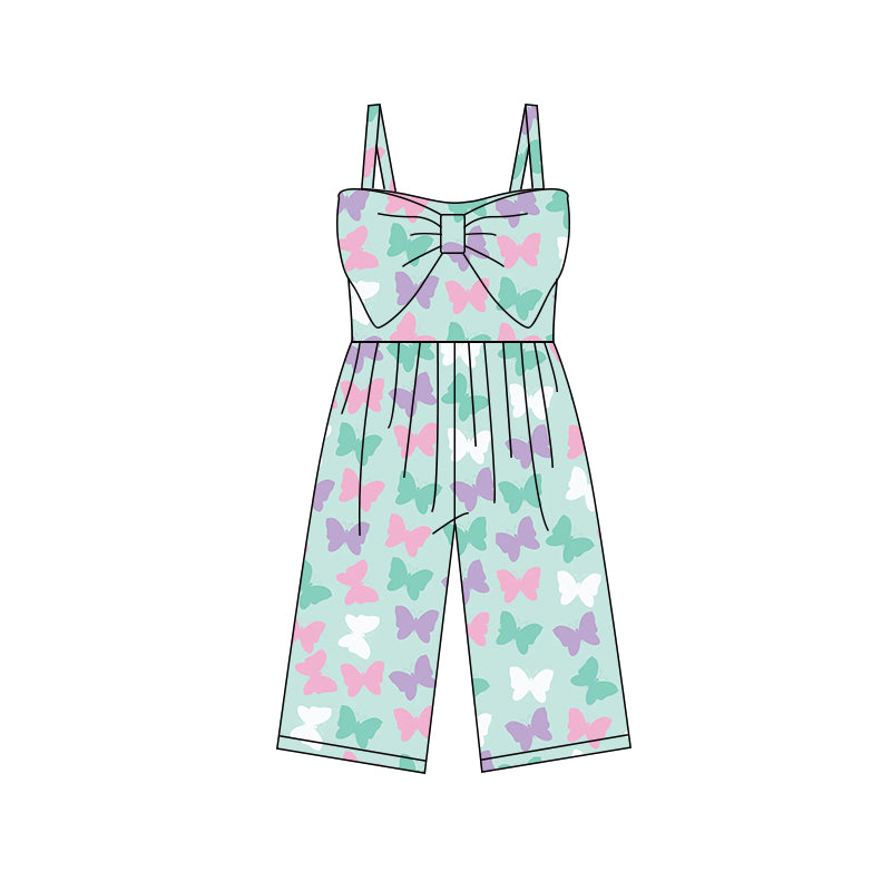 preorder SR3790 Butterfly Bow Blue Girls Jumpsuits