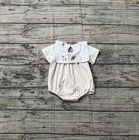 preorder Samples SR3802 Easter Cross Sheep Short Sleeve Girls Romper
