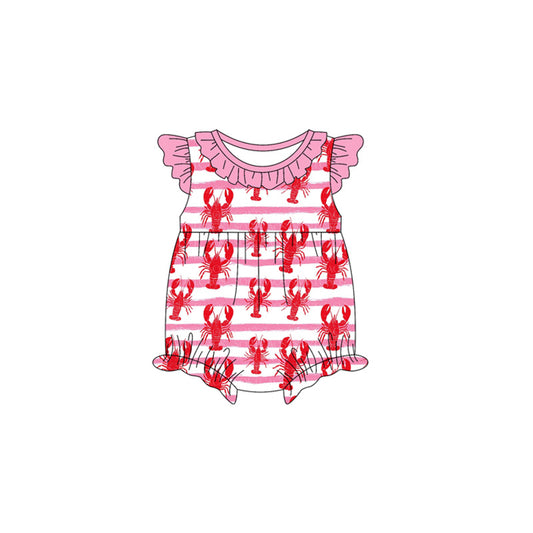 preorder SR3809 Crayfish Pink Flutter Sleeve Girls Romper