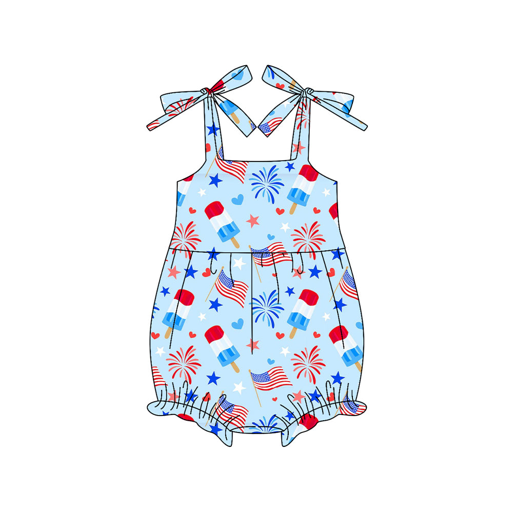 preorder SR3821 July 4th Ice Firework Girls Romper