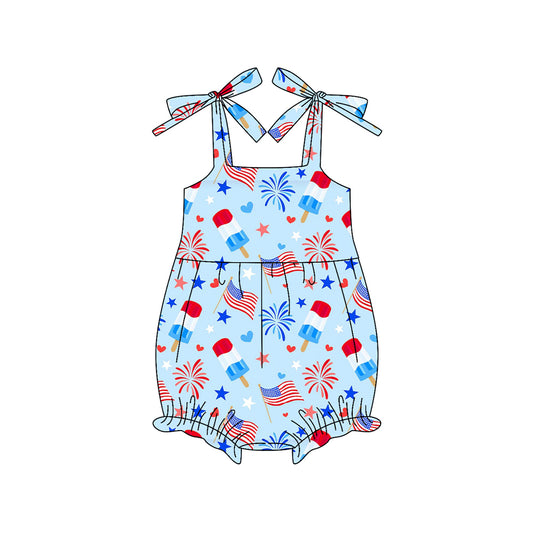 preorder SR3821 July 4th Ice Firework Girls Romper