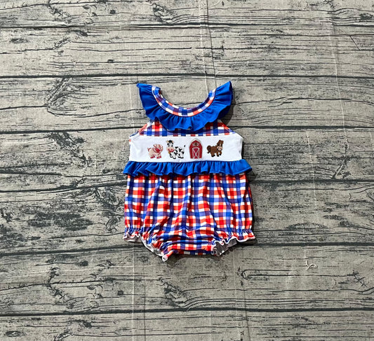 preorder Samples SR3835 July 4th Farm Pig Girls Romper