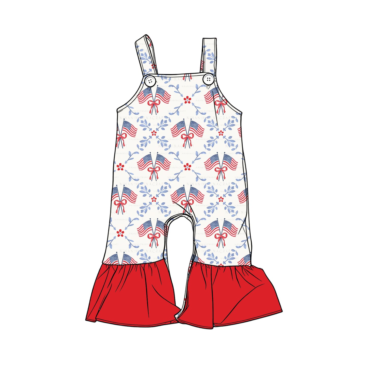 preorder SR3840 July 4th Flag Girls Romper