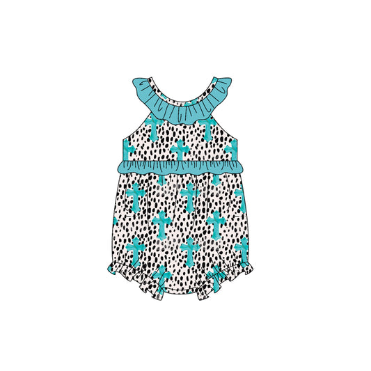 preorder SR3844 Easter Cross Leopard Girls Romper