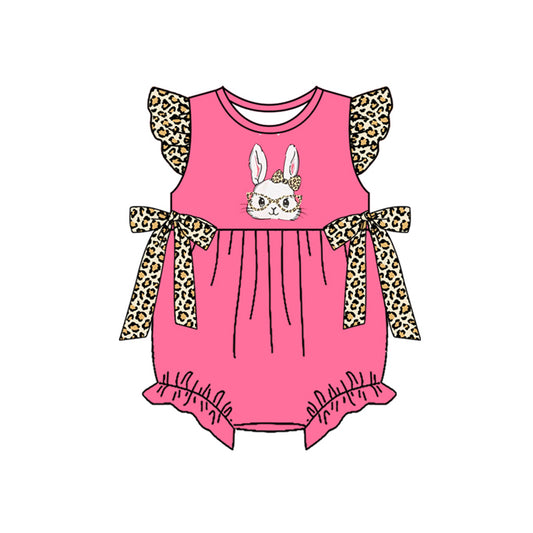 preorder SR3846 Easter Bunny Rabbit Pink Flutter Sleeve Girls Romper