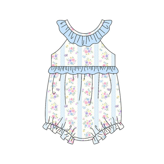 preorder SR3851 Blue Flowers Girls Romper