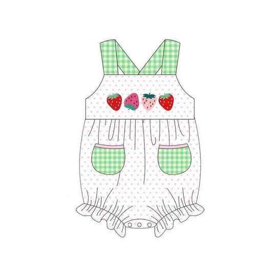 preorder SR3899 Strawberry Pockets Girls Romper