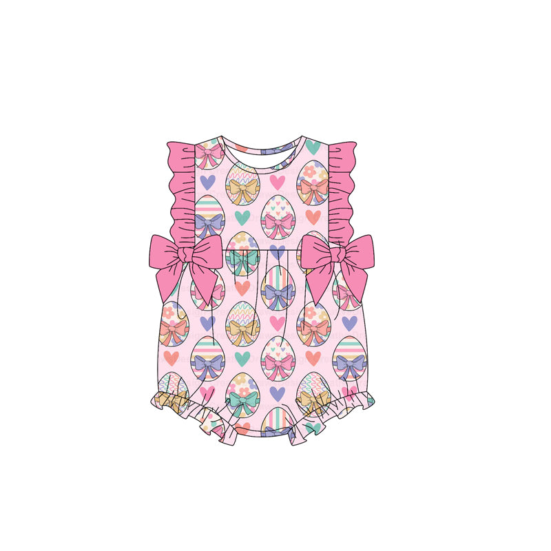 preorder SR3902 Easter Egg Bows Pink Girls Romper