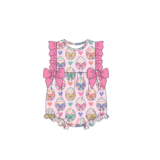 preorder SR3902 Easter Egg Bows Pink Girls Romper