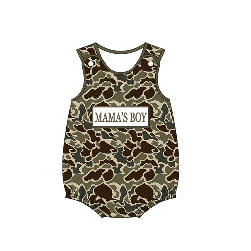 preorder SR3911 Mama's Boy Camo Sleeveless Boys Romper