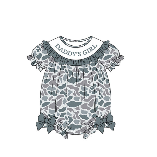 preorder SR3914 Daddy's Girl Camo Short Sleeve Girls Romper