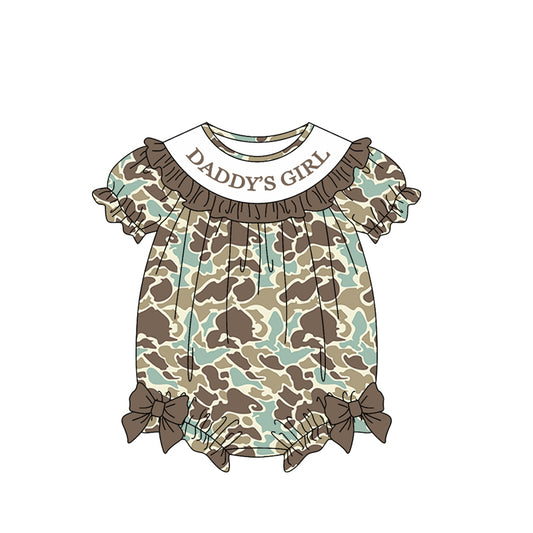 preorder SR3915 Daddy's Girl Camo Short Sleeve Girls Romper