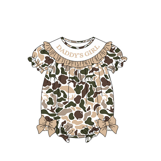 preorder SR3917 Daddy's Girl Camo Short Sleeve Girls Romper