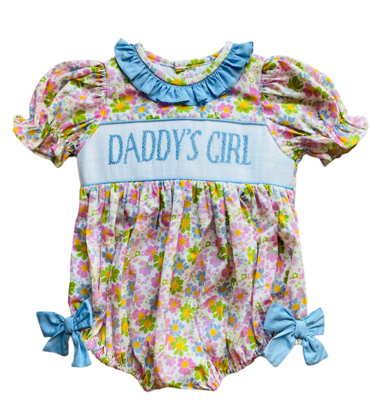 preorder SR3933 Daddy's Girl Flowers Short Sleeve Girls Romper