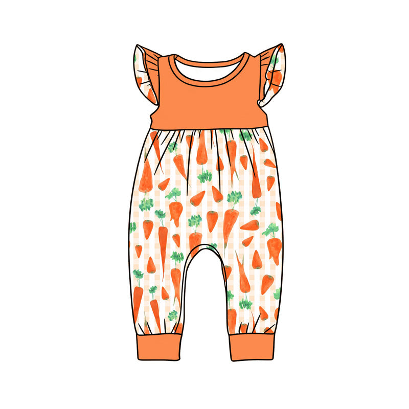 preorder SR3965 Easter Carrot Orange Girls Romper