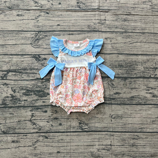 preorder Samples SR3973 Mama's Mini Flowers Bows Flutter Sleeve Girls Romper