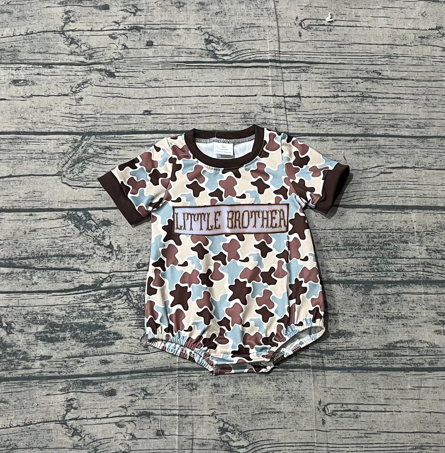 preorder Samples SR3986 Little Brother Camo Short Sleeve Boys Romper