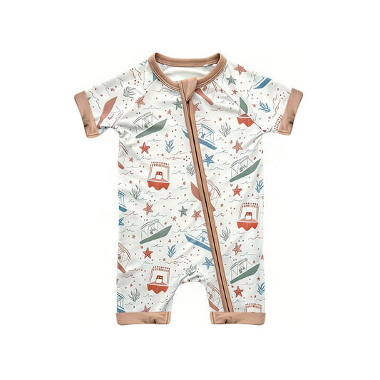 preorder SR4003 Boat Starfish Zipper Short Sleeve Boys Romper