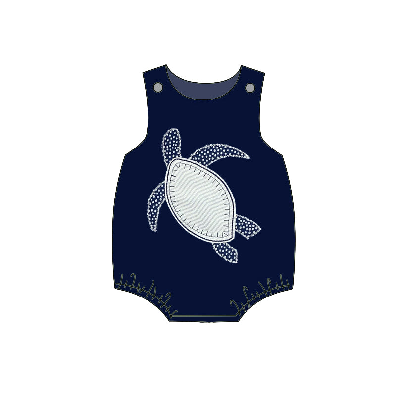 preorder SR4015 Turtle Navy Blue Sleeveless Boys Romper