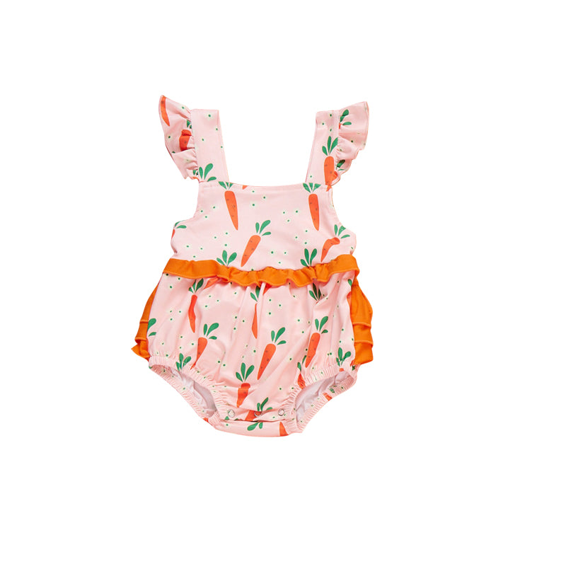 preorder SR4019 Carrot Flutter Sleeve Girls Romper