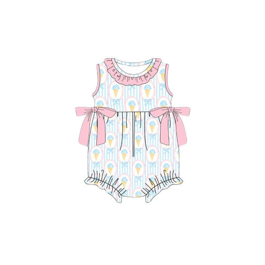 preorder SR4022 Blue Ice Bows Sleeveless Girls Romper