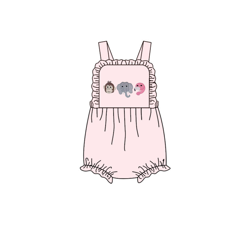 preorder SR4025 Animals Monkey Elephant Girls Romper