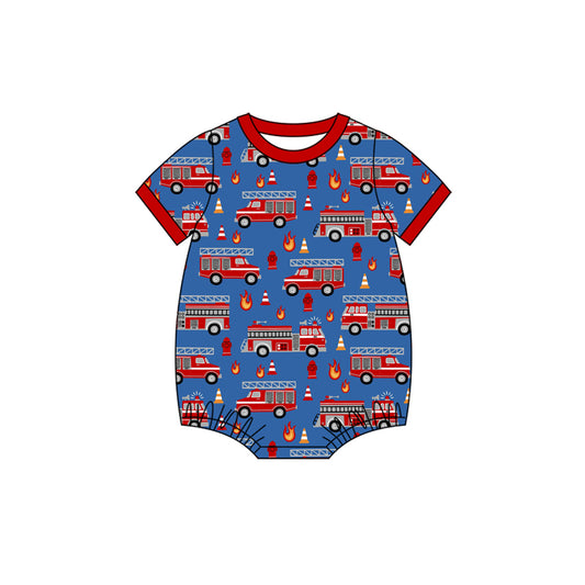 preorder SR4033 Firetruck Short Sleeve Boys Romper