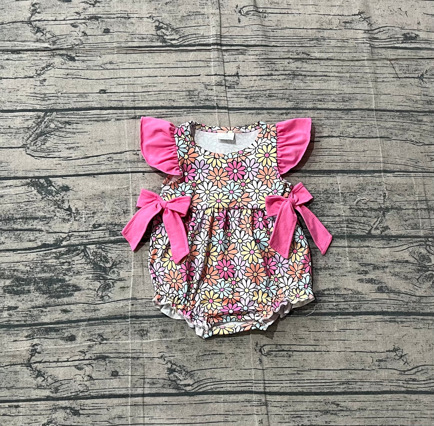 preorder Samples SR4049 Colorful Flowers Bows Flutter Sleeve Girls Romper